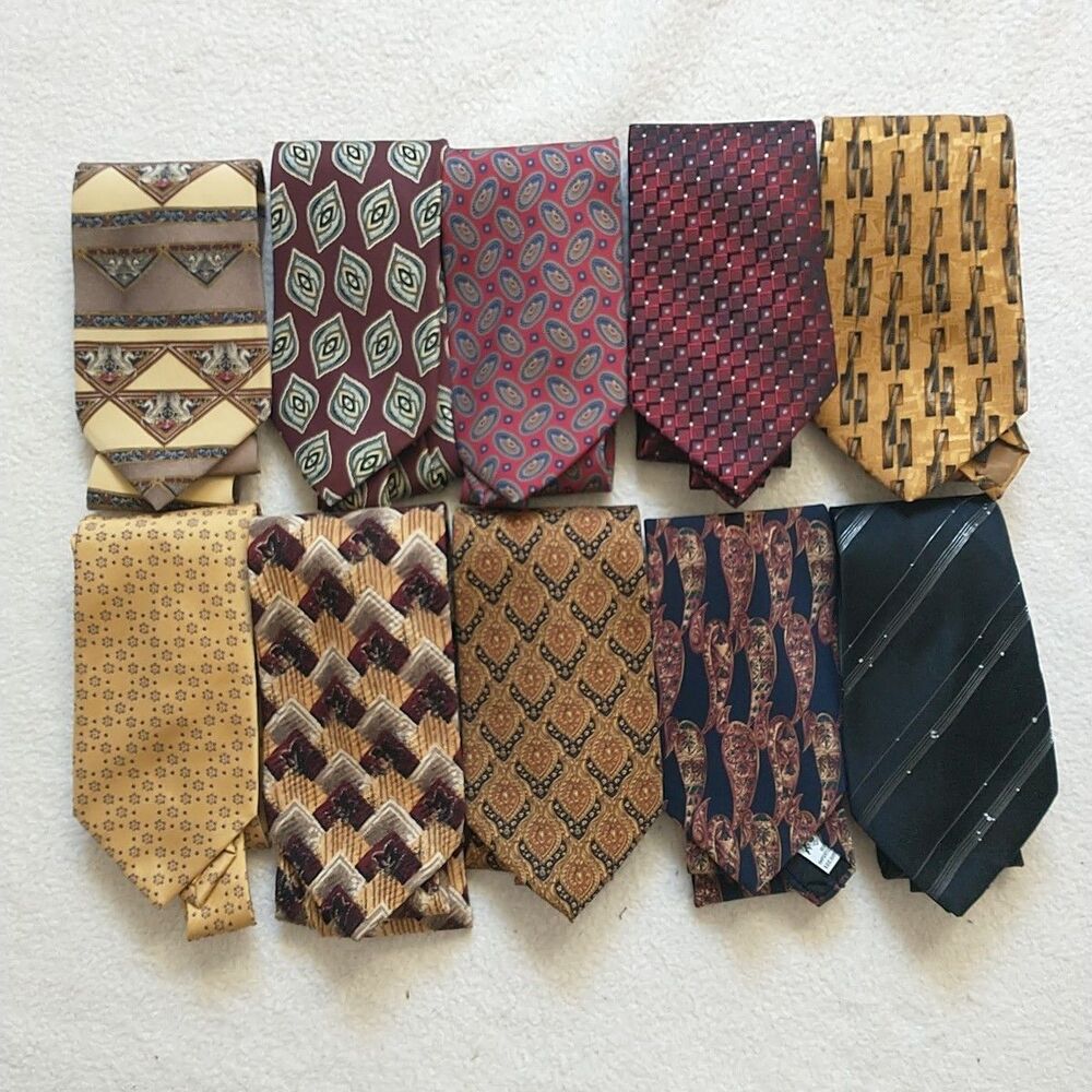 Lot of 10 Mens Neck Ties Name Brands Designer Assorted 100%Silk Wearable